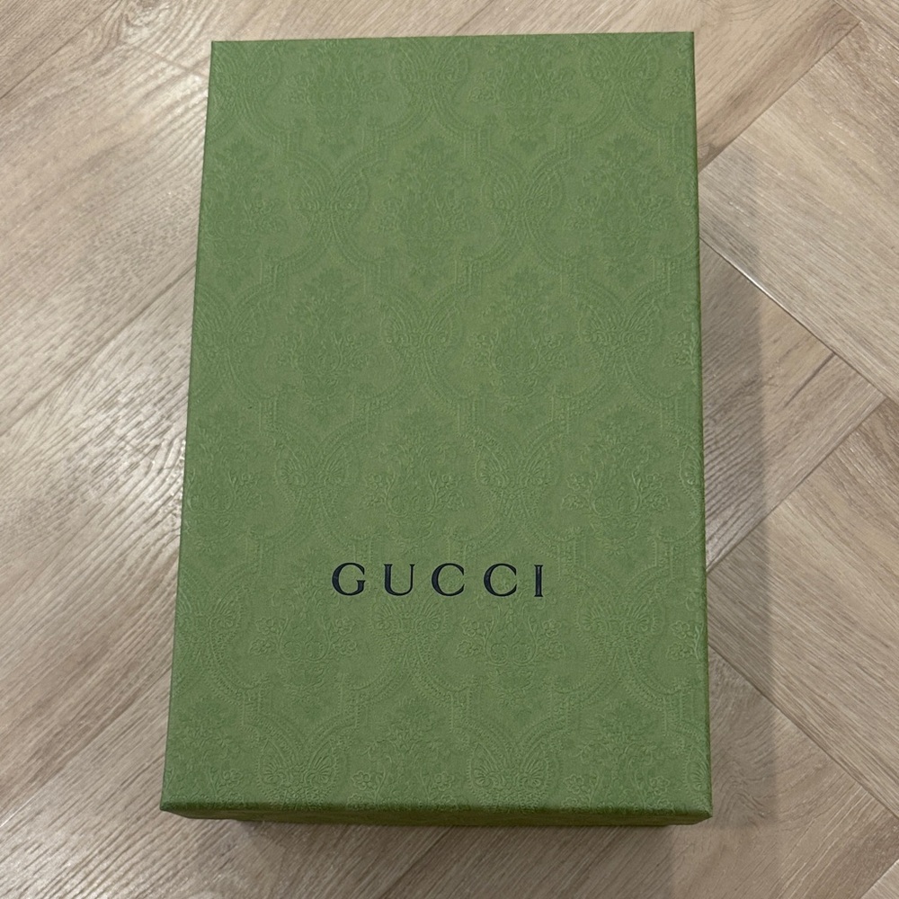 Gucci shoe box. Includes 2 unused dust bags. Mint condition.